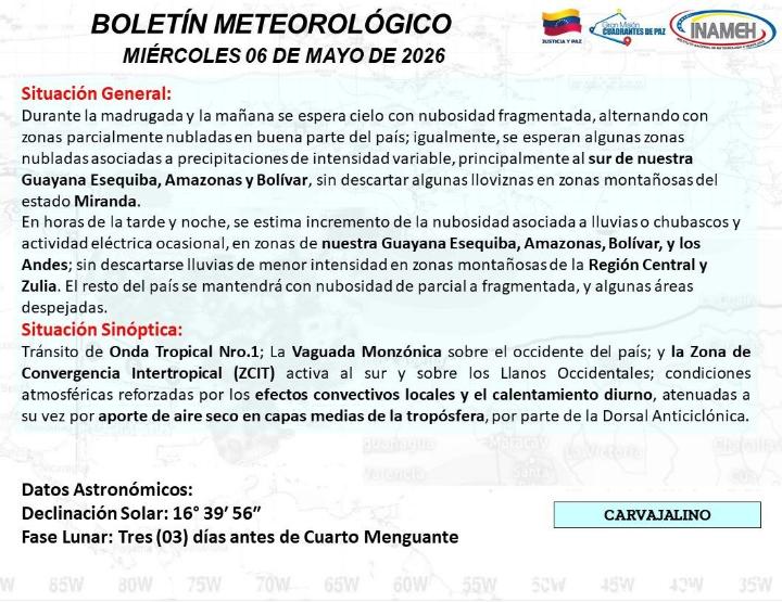 Estado del tiempo hoy 6 de mayo de 2026