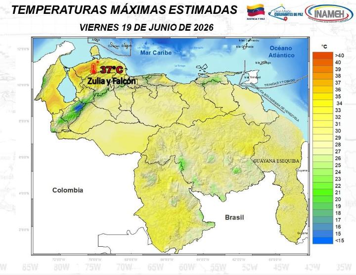 Clima hoy 19 de junio de 2026 en Venezuela