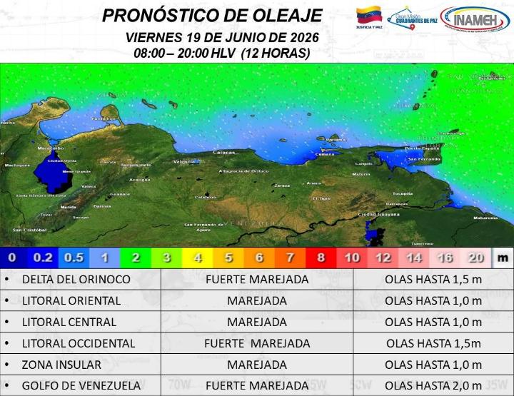 Clima hoy 19 de junio de 2026 en Venezuela