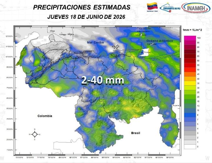 El tiempo hoy 18 de junio en Venezuela según el INAMEH