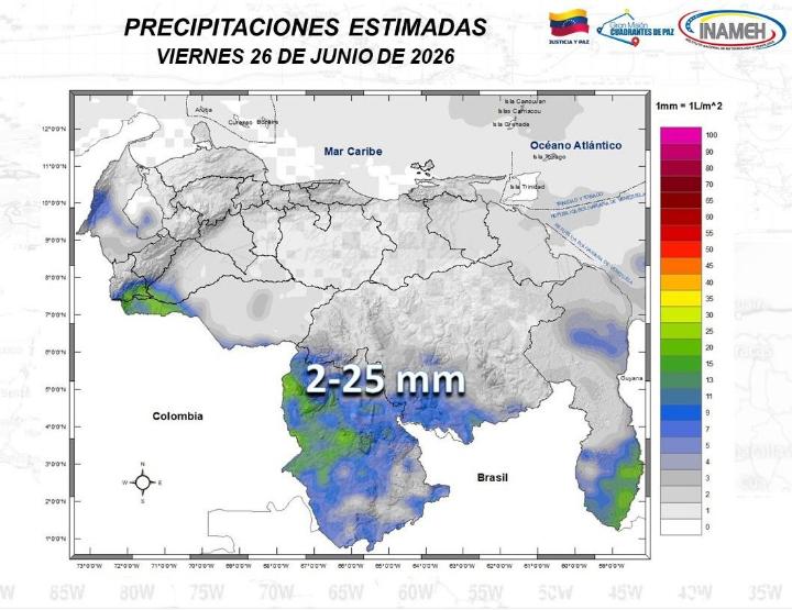 Clima hoy 26 de junio de 2026 en Venezuela