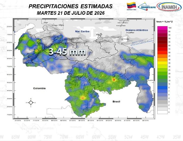 Clima Hoy 21 de julio de 2026 en Venezuela