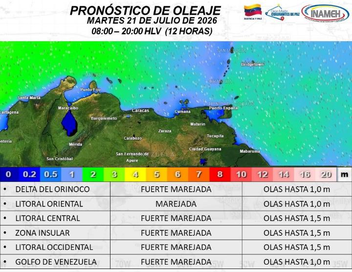 Clima Hoy 21 de julio de 2026 en Venezuela