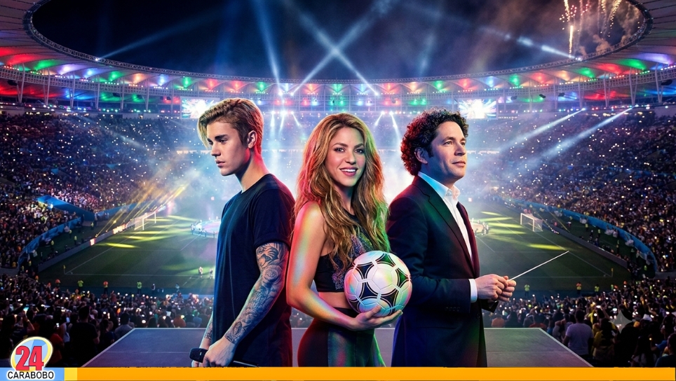 Shakira Gustavo Dudamel y Justin Bieber