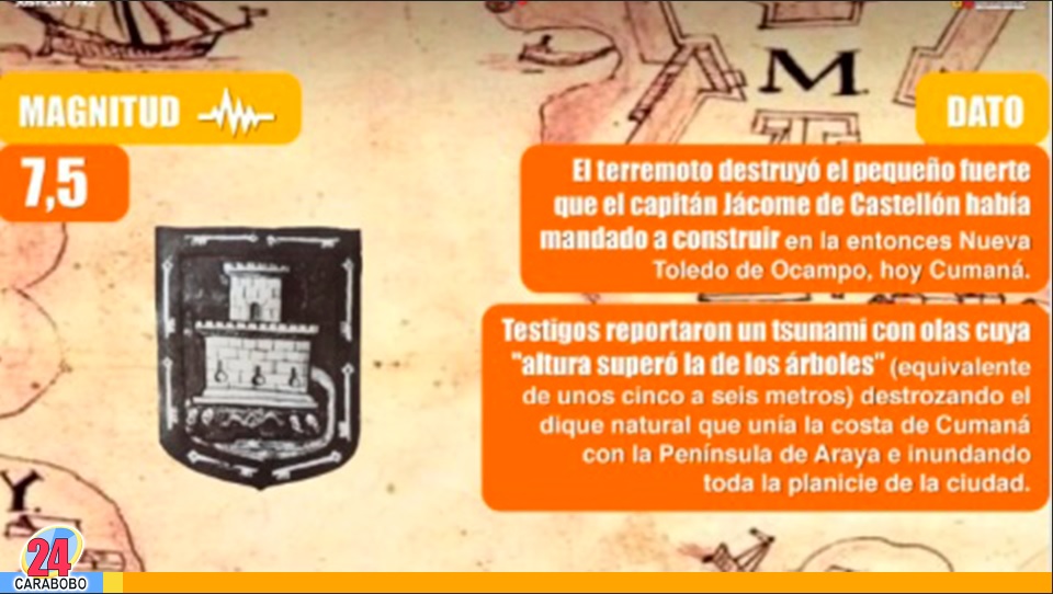 primer terremoto documentado en Venezuela