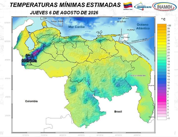 Clima en Venezuela hoy 6 de agosto de 2026
