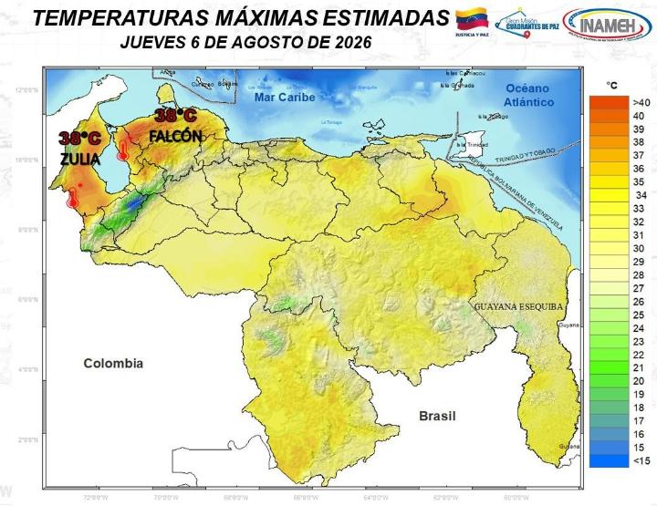 Clima en Venezuela hoy 6 de agosto de 2026