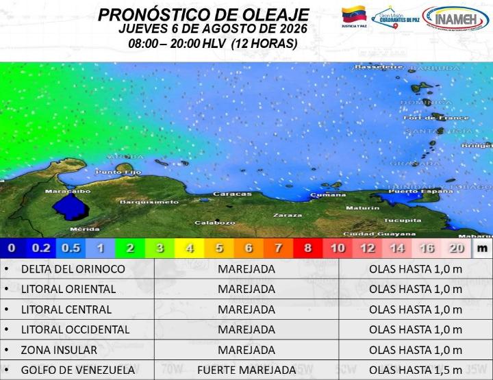 Clima en Venezuela hoy 6 de agosto de 2026