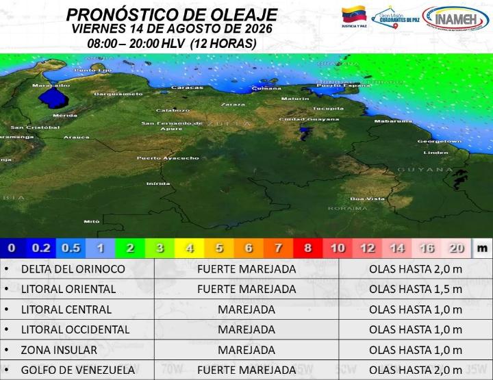 Clima hoy 14 de agosto de 2026