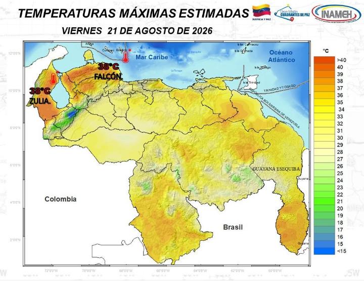 Clima hoy 21 de agosto de 2026 en Venezuela