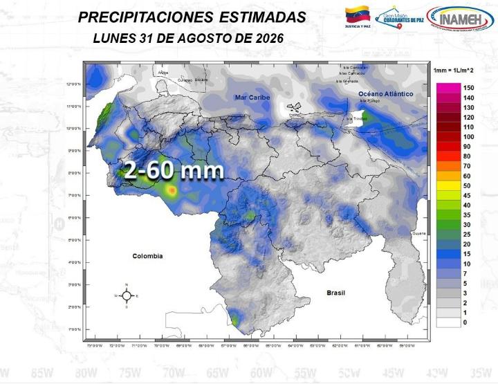 Clima hoy 31 de agosto en Venezuela