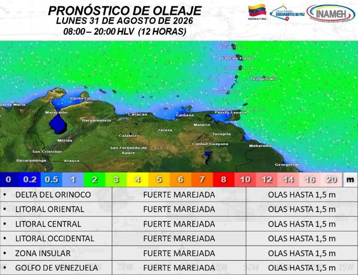 Clima hoy 31 de agosto en Venezuela