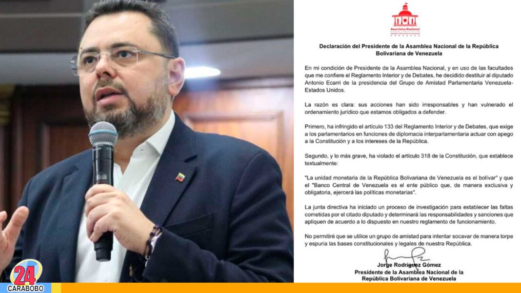 Destituido Antonio Ecarri del Grupo de Amistad Parlamentaria con EEUU