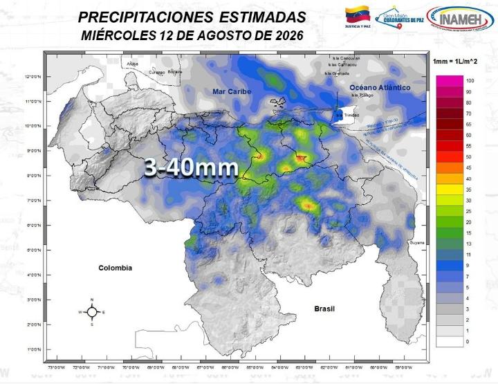 Estado del tiempo en Venezuela hoy 12 de agosto