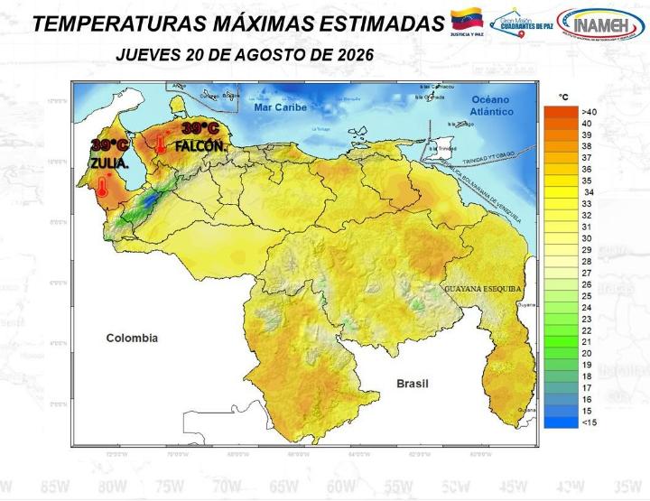 Estado del tiempo en Venezuela hoy 20 de agosto