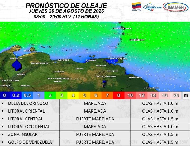Estado del tiempo en Venezuela hoy 20 de agosto