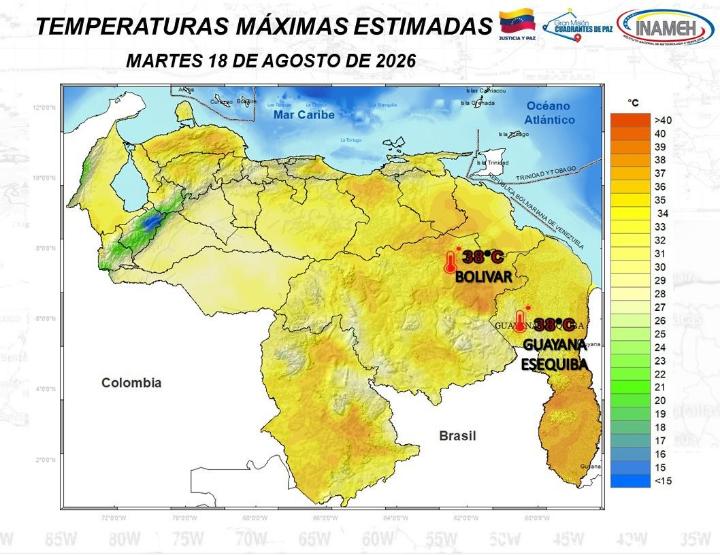 clima hoy 18 de agosto de 2026 en Venezuela