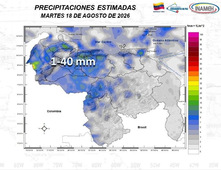 clima hoy 18 de agosto de 2026 en Venezuela