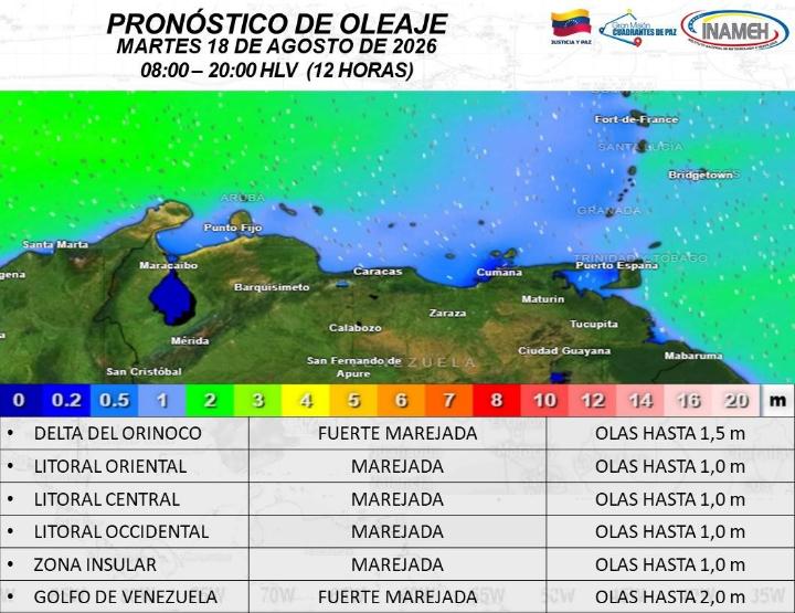 clima hoy 18 de agosto de 2026 en Venezuela