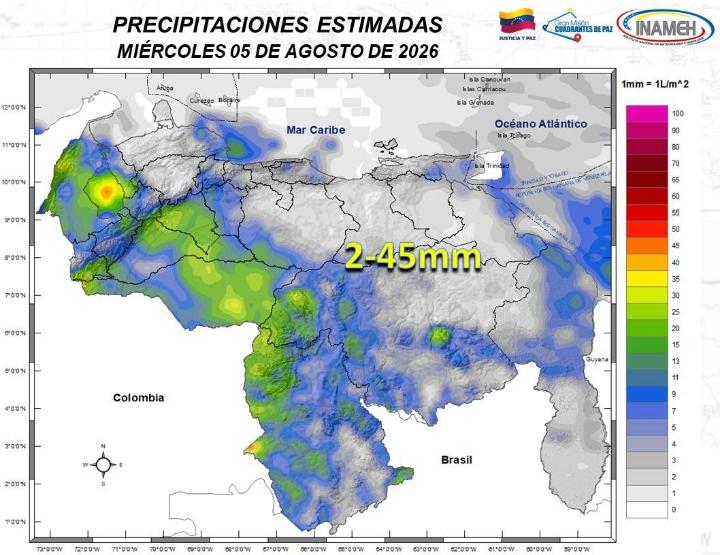 Clima hoy 5 de agosto de 2026 en Venezuela