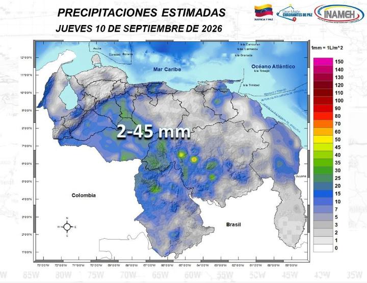 Clima en Venezuela hoy 10 de septiembre de 2026