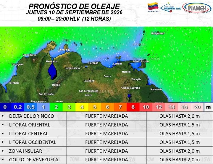 Clima en Venezuela hoy 10 de septiembre de 2026