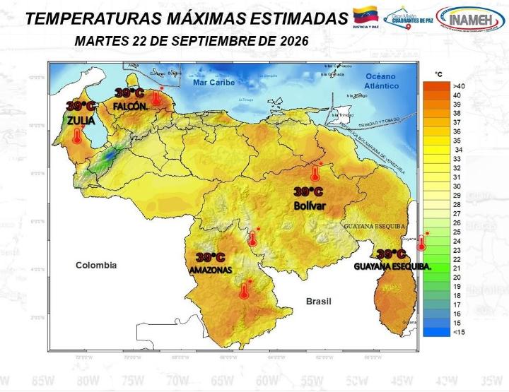 Clima en Venezuela hoy 22 de septiembre de 2026