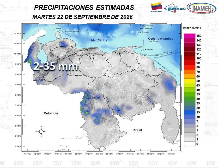 Clima en Venezuela hoy 22 de septiembre de 2026
