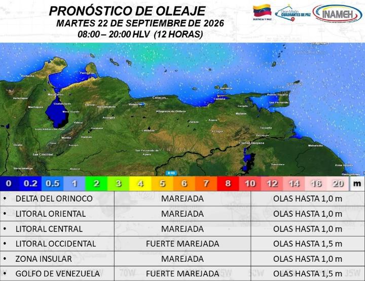 Clima en Venezuela hoy 22 de septiembre de 2026