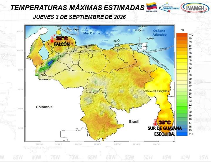 Clima hoy 3 de septiembre de 2026 en Venezuela