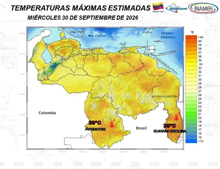 Clima hoy 30 de septiembre de 2026 en Venezuela