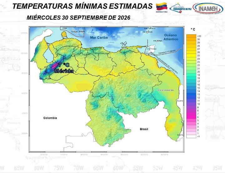 Clima hoy 30 de septiembre de 2026 en Venezuela