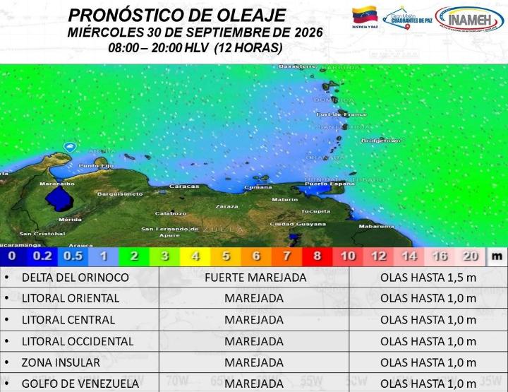 Clima hoy 30 de septiembre de 2026 en Venezuela