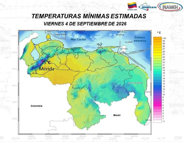 Clima hoy 4 de septiembre de 2026 en Venezuela