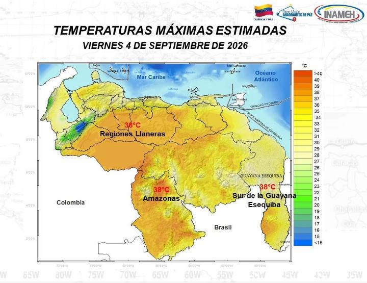 Clima hoy 4 de septiembre de 2026 en Venezuela