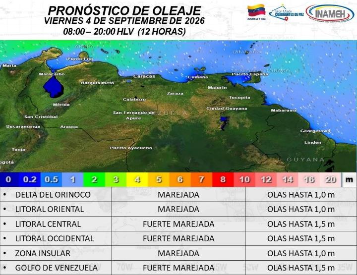 Clima hoy 4 de septiembre de 2026 en Venezuela