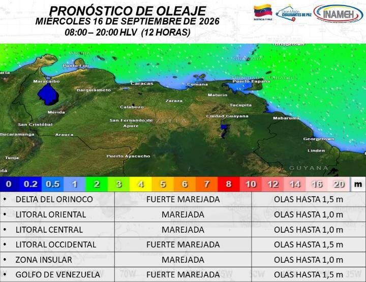 Estado del tiempo hoy 16 de septiembre de 2026