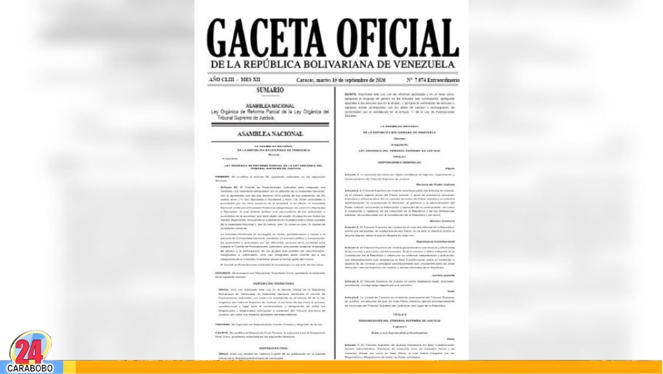 Gaceta Oficial ley para el TSJ