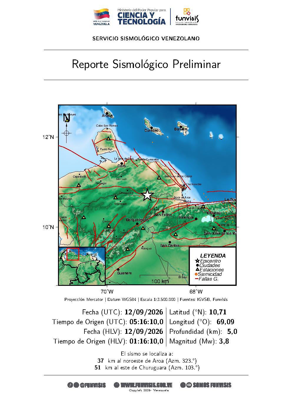 Funvisis registró dos sismos en Yaracuy