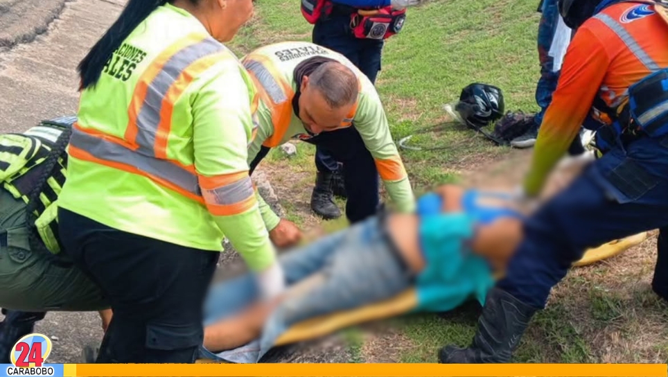 Motorizado herido en canal pluvial