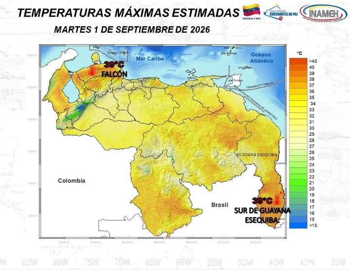 Clima hoy 1º de septiembre de 2026 en Venezuela