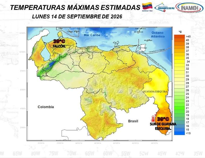Clima en Venezuela hoy 14 de septiembre de 2026