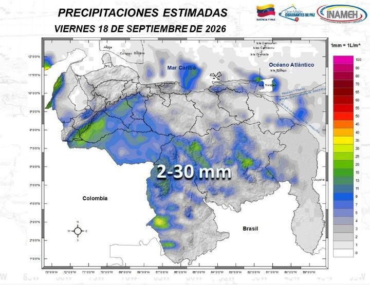 Clima en Venezuela hoy 18 de septiembre de 2026