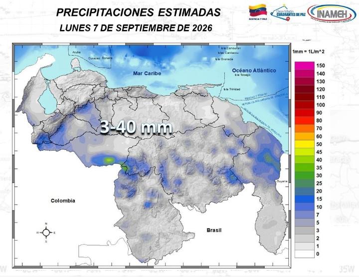 Clima en Venezuela hoy 7 de septiembre de 2026