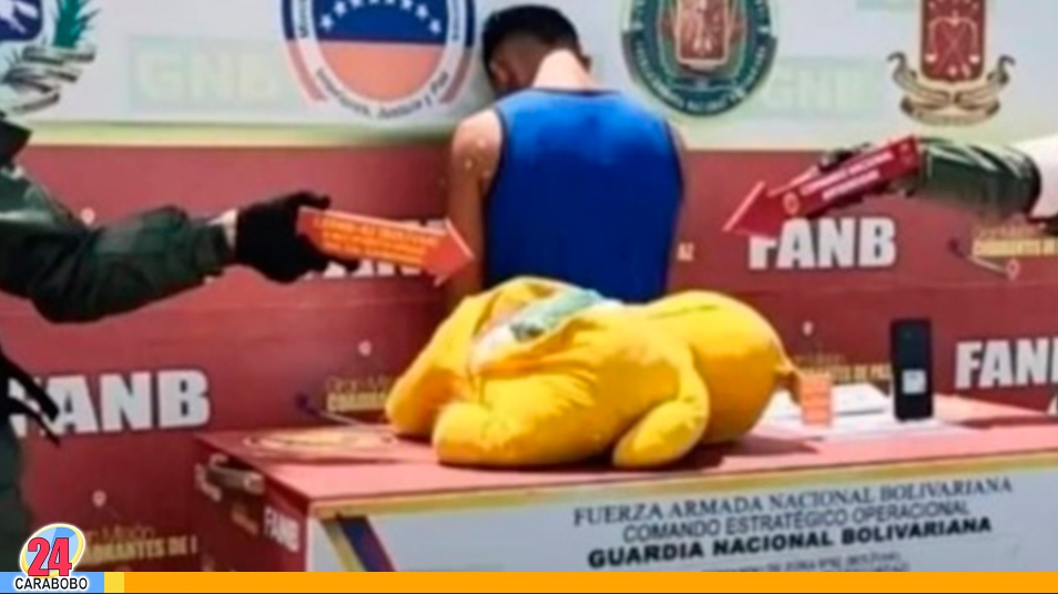 Llevaba presunta droga dentro de un peluche