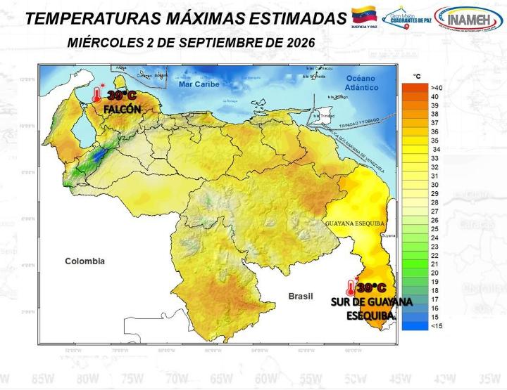tiempo en Venezuela hoy 2 de septiembre de 2026