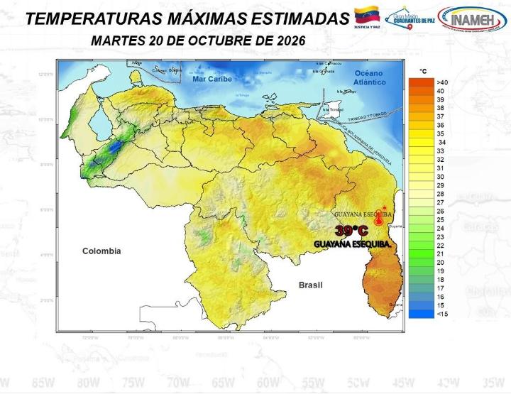 Clima hoy 20 de octubre de 2026 en Venezuela