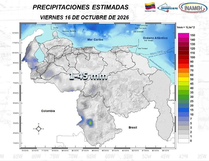 Clima en Venezuela hoy 16 de octubre de 2026
