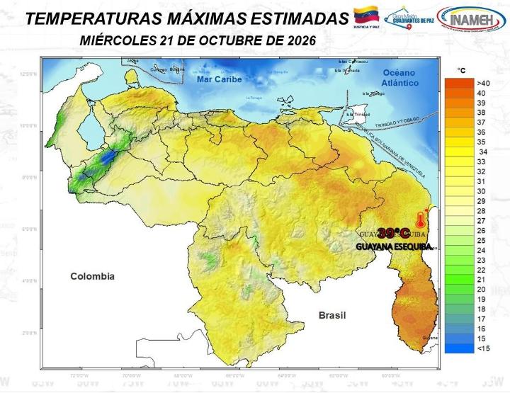 Clima en Venezuela hoy 21 de octubre de 2026