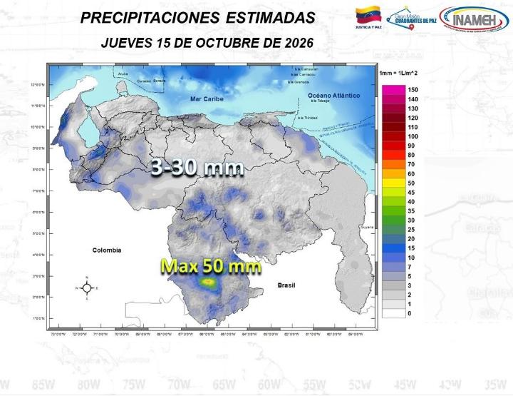 Clima hoy 15 de octubre de 2026 en Venezuela
